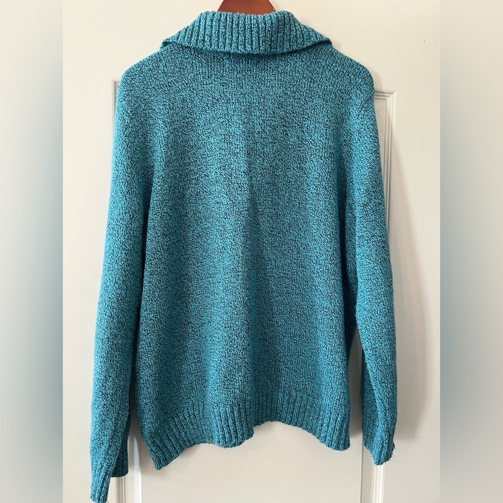 Rebecca Malone Turquoise Knit Collared Sweater Women’s Size XL - Picture 4 of 14